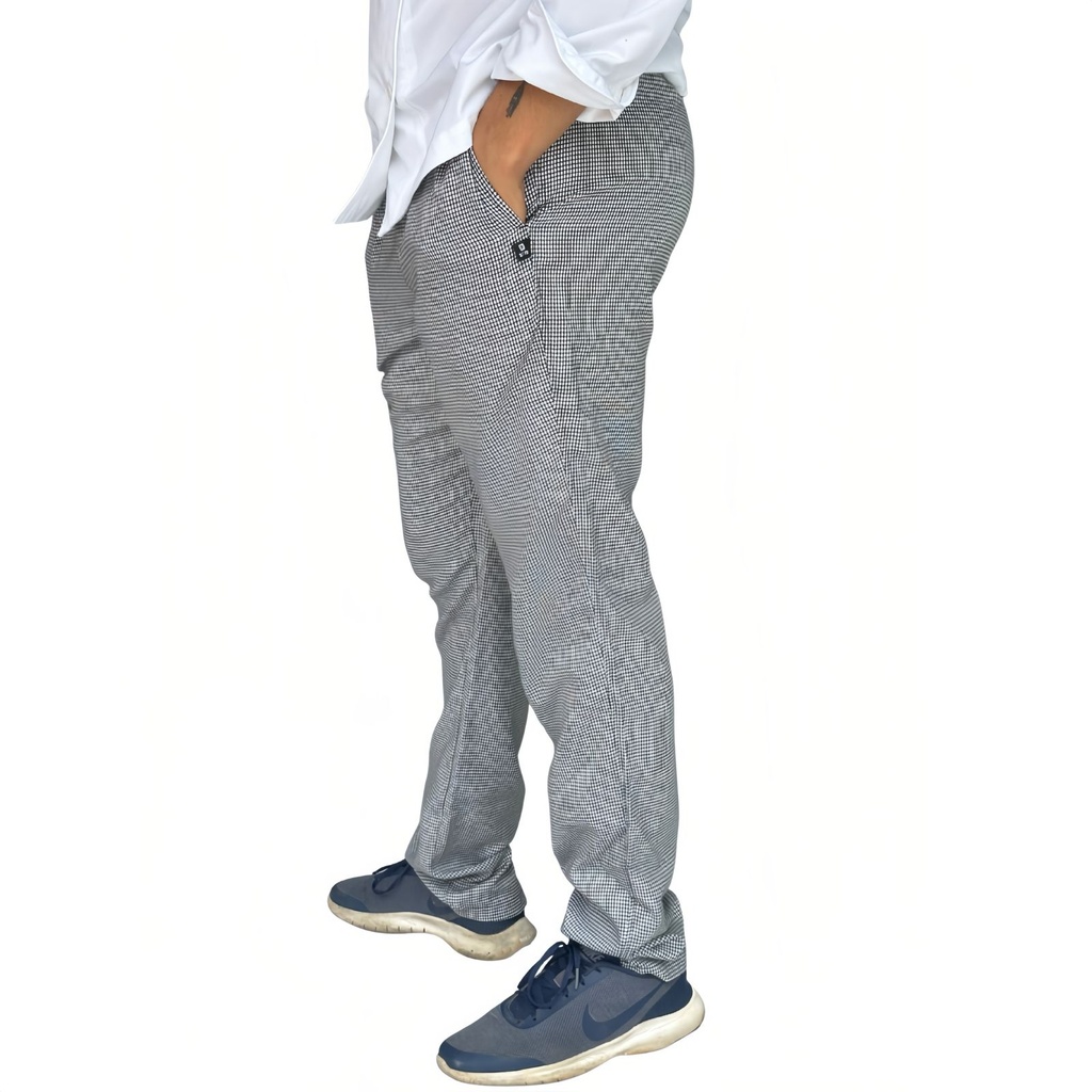zittro Pantalón Chef Hombre"pata de gallo". Bco/Ngo R91103-010